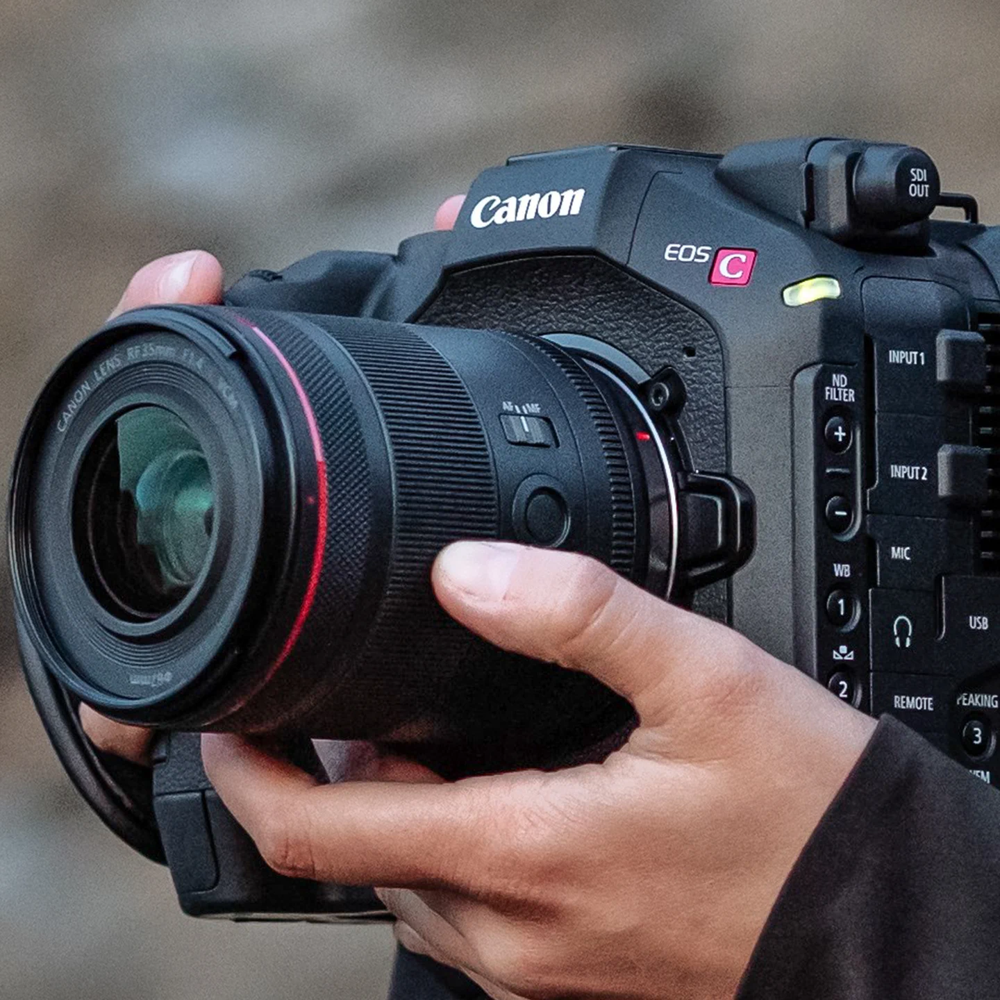 Canon EOS C80 cinema camera in hand